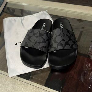 Coach Black Slide Sandals